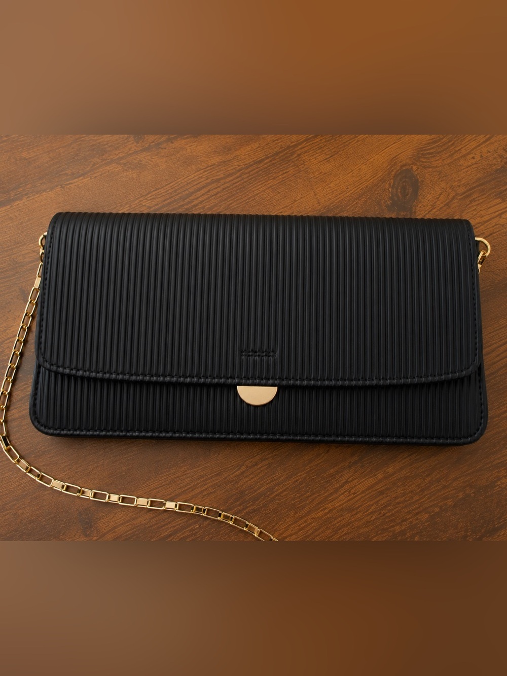 Who What Wear Black Faux Leather Clutch Bag